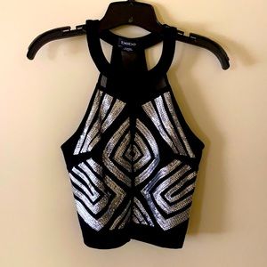 Bebe Black Sequenced Top